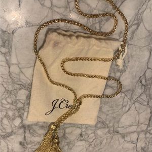 J. Crew Gold Lariat Tassel Necklace with Dust Bag